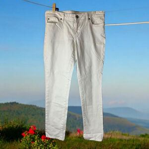 Gap Factory 1969 Premium Skinny White Denim Jeans Sz 10 32” Waist 8” Rise Ankle